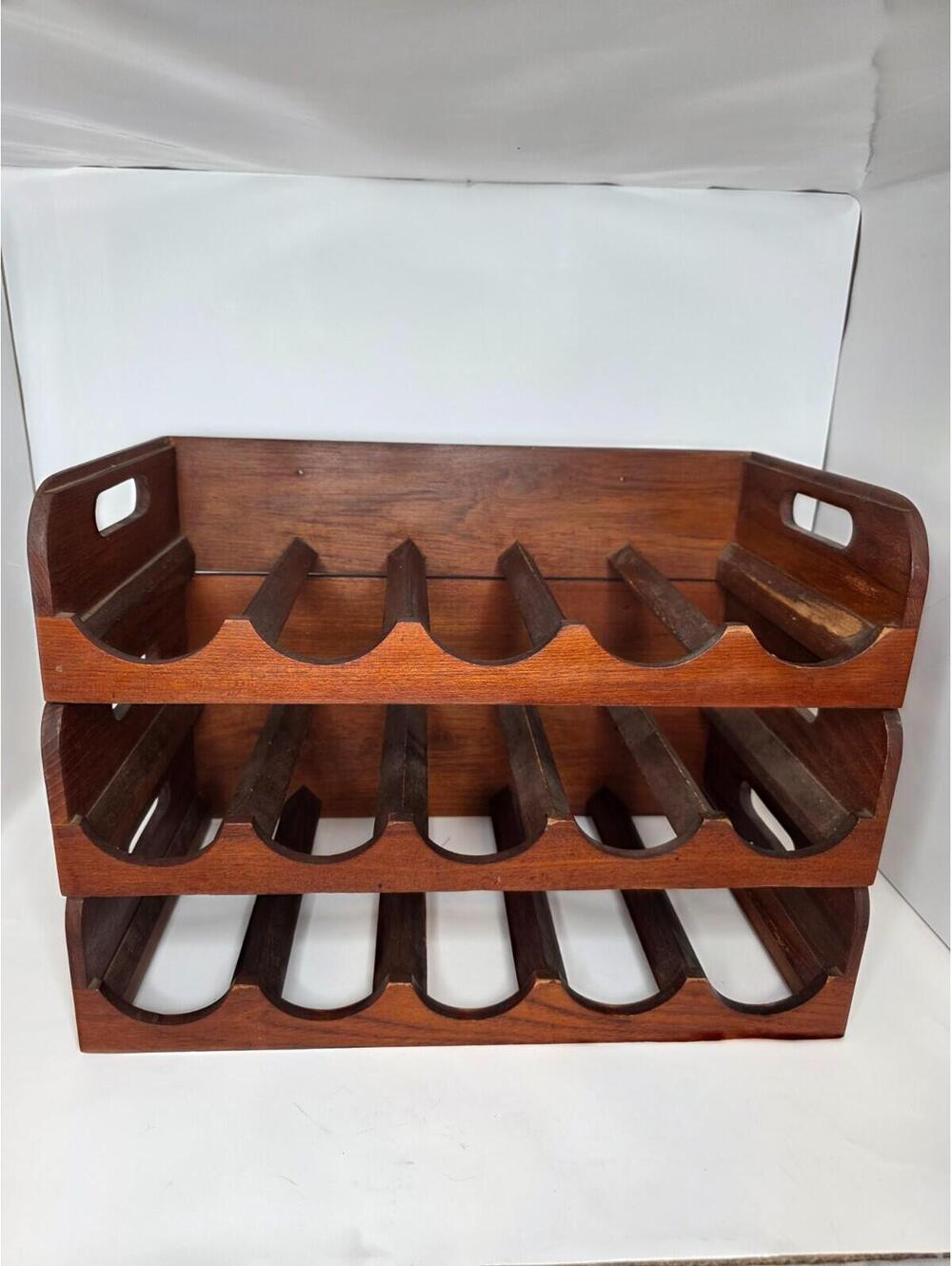 3 Vintage Kalmar Designs Stacking Teak Wine Racks 15 Bottle